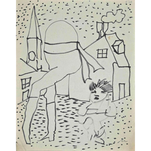 Mino Maccari, The Seduce of City, Original Drawing, Mid-20th-Century For Sale