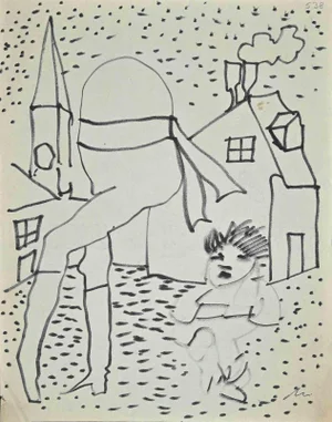 Mino Maccari, The Seduce of City, Original Drawing, Mid-20th-Century