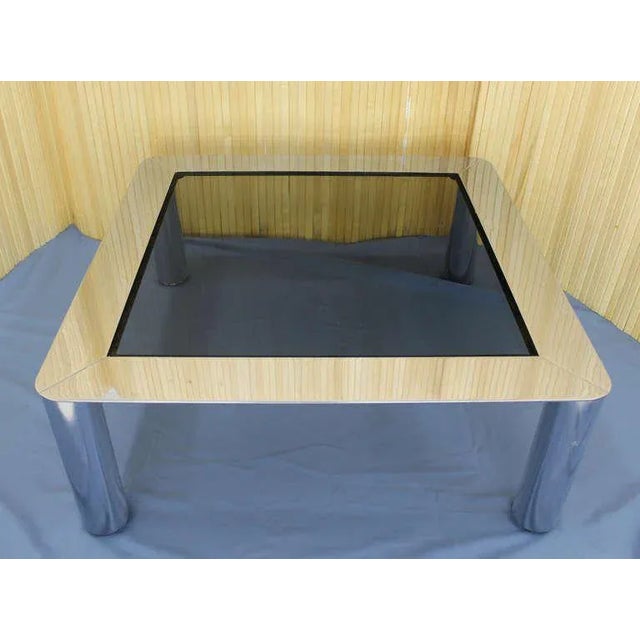 Metal Mid-Century Modern Chrome and Smoked Glass Coffee Table For Sale - Image 7 of 10