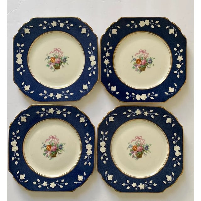 Late 19th Century Wedgwood Queen’s Ivory Blue and White Plates- Set of 4 For Sale - Image 10 of 10