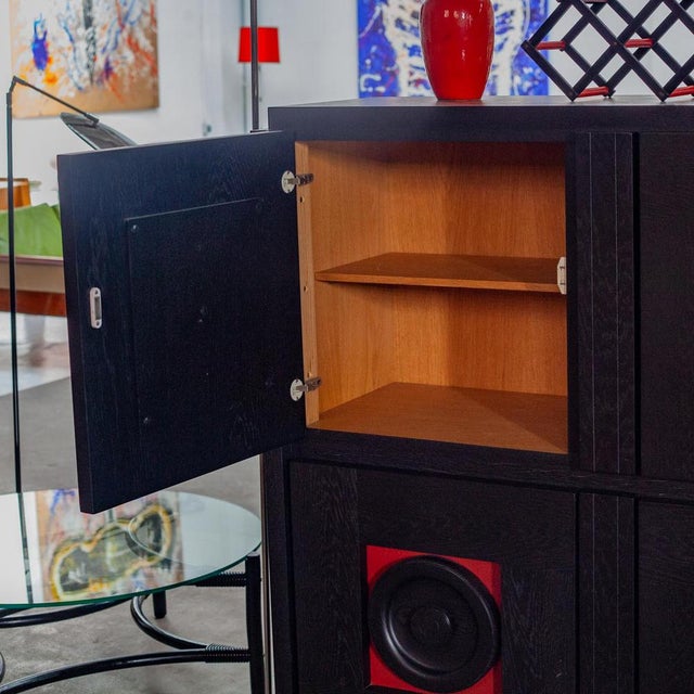 Wood Brutist Black Buffet attributed to De Coene, 1970s For Sale - Image 7 of 16