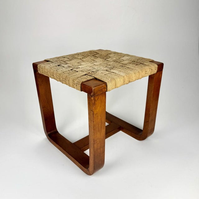 Brown Mid-Century Bentwood and Woven Rope Stool, 1970s For Sale - Image 8 of 10