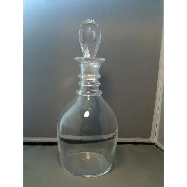 Traditional Early Steuben Glass Clear Crystal Ringed Decanter for Wine or Whiskey For Sale - Image 3 of 8