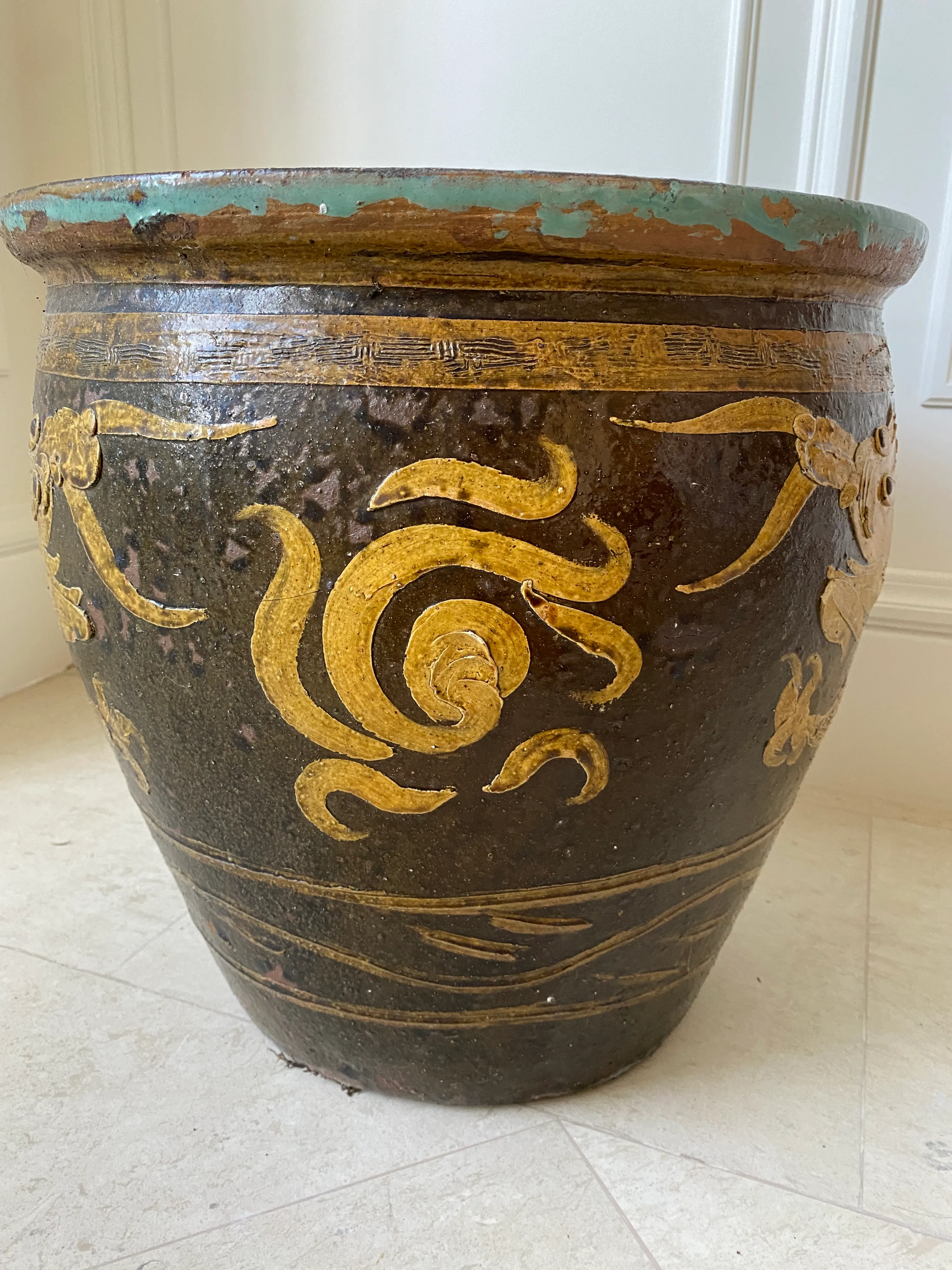 Vintage 1960s Very Large Tony Duquette Style Asian Brown Dragon
