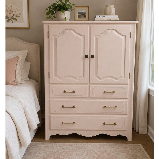 This gorgeous Ethan Allen dresser was fully refinished and painted in a durable enamel blush paint. All new hardware was...