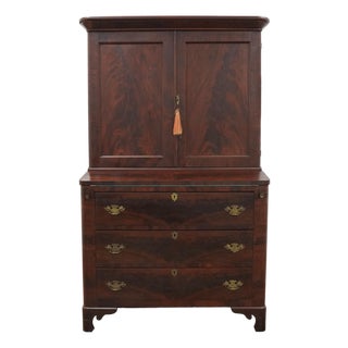 Vintage Butlers Secretary Desk on Chest For Sale