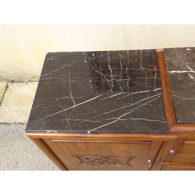 Large Vintage Sideboard in Walnut and Black Marble, 1950s For Sale - Image 15 of 18