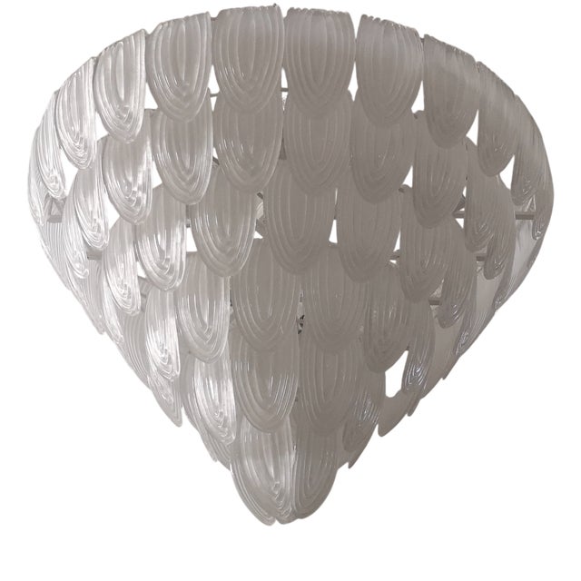 Murano Art Glass Round Transparent, White Color Chandeliers and Pendant For Sale