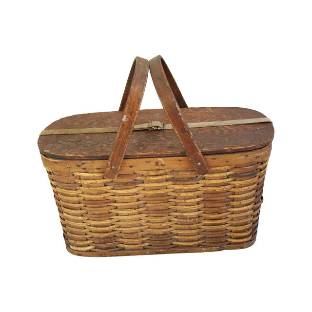 Antique 1920s Hawkeye Wicker & Tin Picnic Basket Chairish