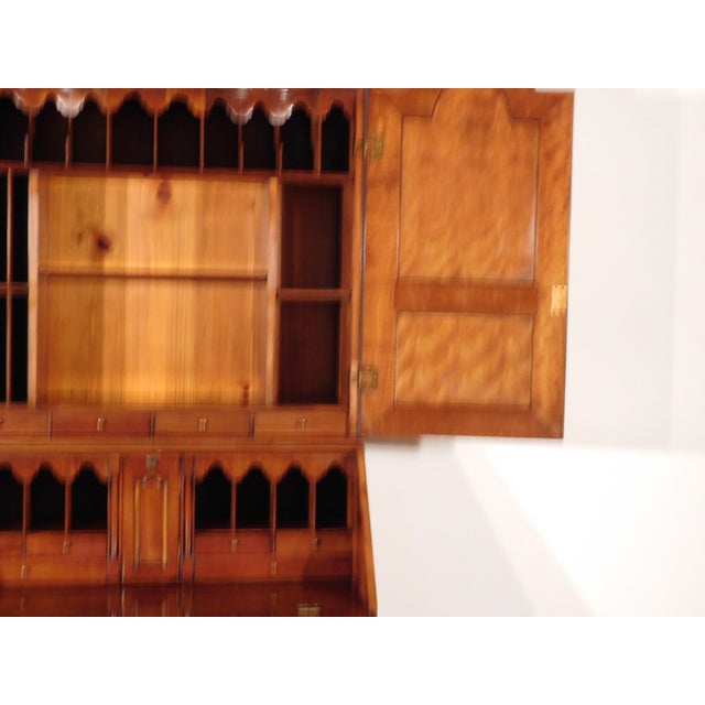 Rare Antique Wright Table Co. Tiger Maple Cherry Pine Chippendale Secretary Desk For Sale - Image 14 of 18