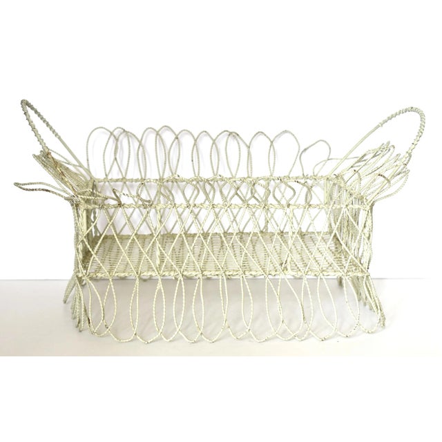 Antique 19th-Century Victorian White Twisted Metal Wire Planter Basket For Sale - Image 10 of 10