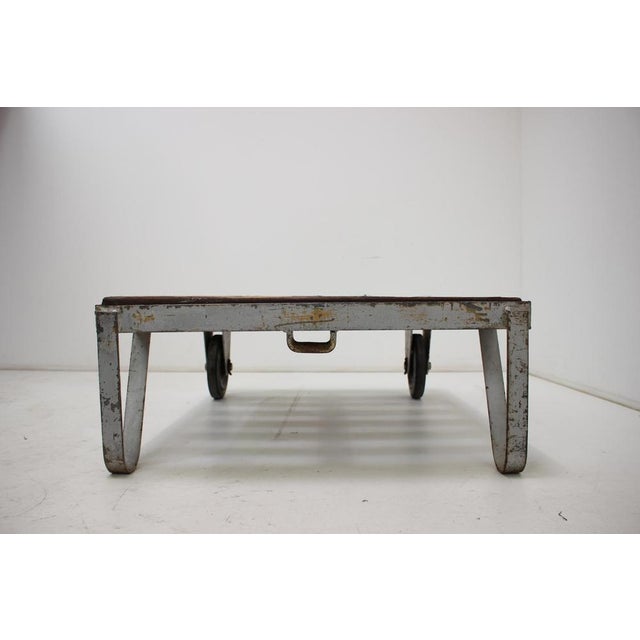 Vintage Industrial Cart in Metal and Wood, Czechoslovakia, 1950s For Sale - Image 6 of 9