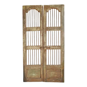 Vintage Jali Iron & Wood Gates - a Pair