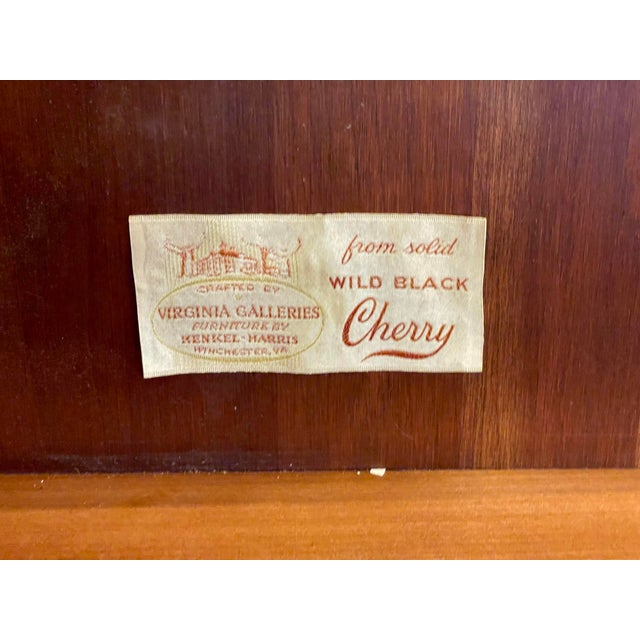 Late 20th Century Late 20th Century Henkel Harris Oval Wild Black Cherry Queen Anne 2 Pedestal Dining Table 1 Leaf For Sale - Image 5 of 12