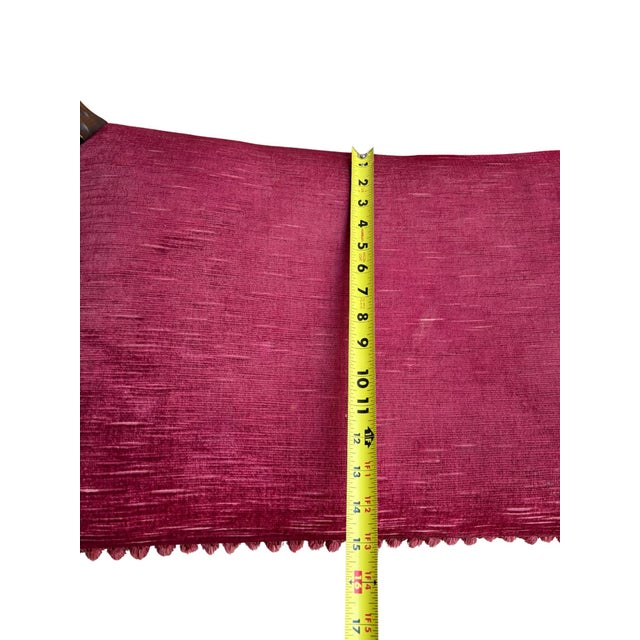 Red Vintage American Furniture Company Upholstered Vanity Bench With Turned Legs and Tassel Trim For Sale - Image 8 of 12