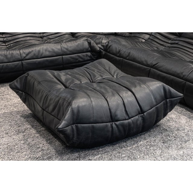 Black Michel Ducaroy for Ligne Roset Togo 4pc Black Leather Modular Sofa Set For Sale - Image 8 of 9