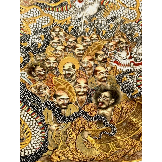 Meiji Satsuma Dragons & Immortals Cup & Saucer by Kitagawa-zō, Signed Dai Nippon For Sale - Image 9 of 12