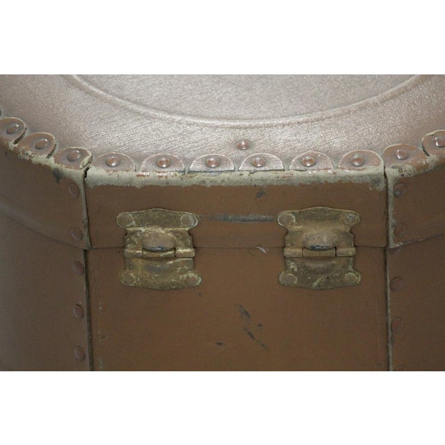 Brown Round Hat Box with Handle, 1920s For Sale - Image 14 of 18