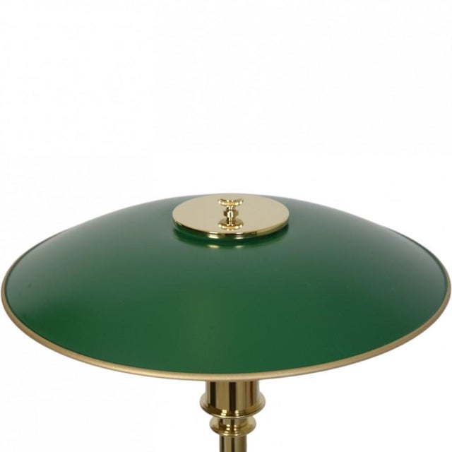 Vintage PH 3/2 Table Lamp with Green Shades by Poul Henningsen, 1920s For Sale - Image 3 of 10