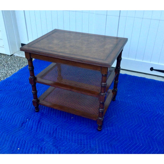 1980s Vintage Ethan Allen Three Tier Cane Shelf Side Table Chairish