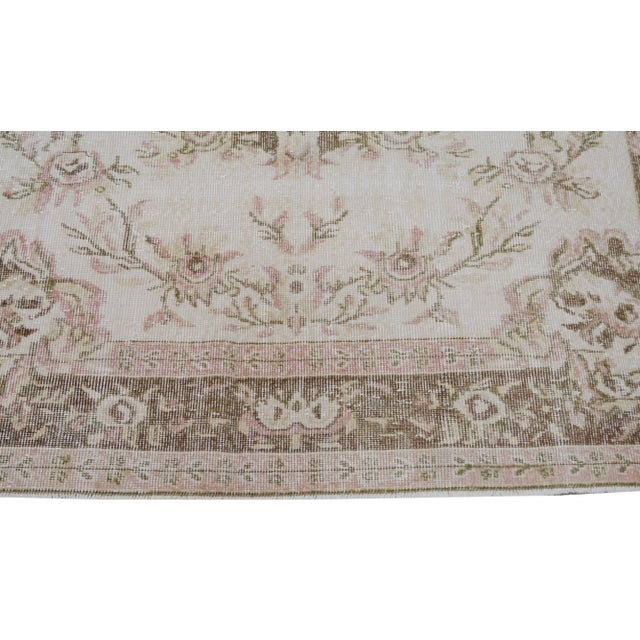 Vintage Turkish Hand Knotted Whitewash Organic Wool Fine Weave Rug,5'10"X9' For Sale - Image 4 of 6