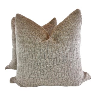 Holly Hunt "Exotic Alpaca" in Peat Heather 22" Pillows-A Pair For Sale