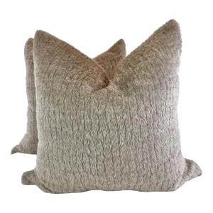 Holly Hunt "Exotic Alpaca" in Peat Heather 22" Pillows-A Pair