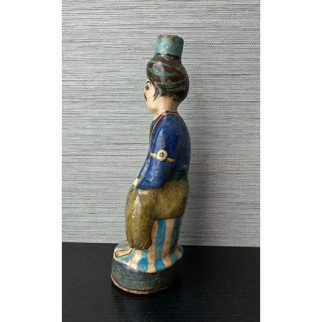Ceramic Mid–Late 19th Century Persian Qajar Dynasty Polychrome Fritware Figural Flask For Sale - Image 7 of 12