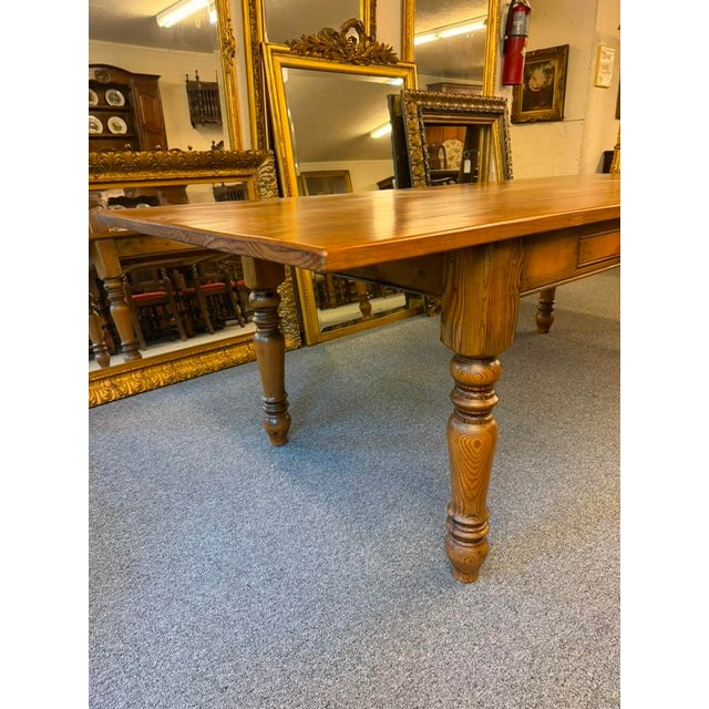 Farmhouse Custom English Pine Rustic Farmhouse Dining Table With Two Drawers, Circa 1980 For Sale - Image 3 of 8