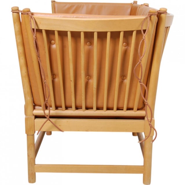 1980s Spoke-Back Sofa in Cognac Aniline Leather by Børge Mogensen, 1980s For Sale - Image 5 of 18