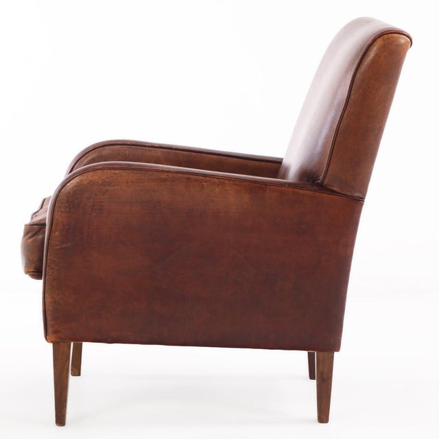 Art Deco A Dutch Classic Leather Club Chair, C. 1960. For Sale - Image 3 of 10