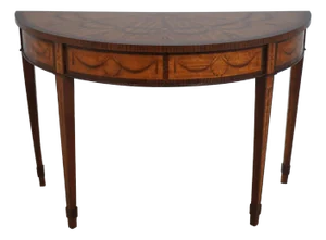 Inlaid Mixed Wood Demilune Adams Style Table
