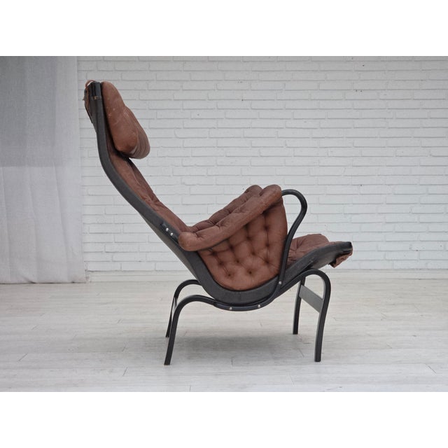 Swedish Pernilla Lounge Chair in Leather by Bruno Mathsson for Dux, 1970s For Sale - Image 12 of 18