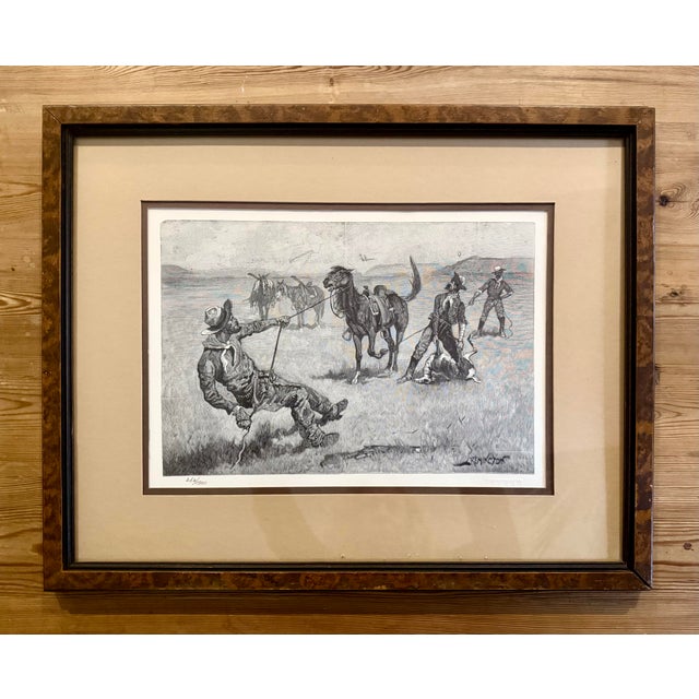 After Frederic Remington ‘Teaching a Mustang Pony to Pack Dead Game’, Limited 1975 Edition Wood Engraving Pulled From Original 1890 Wood Block For Sale - Image 12 of 12