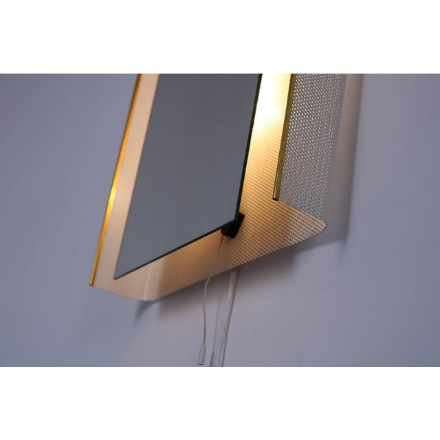 Metal White Perforated Square Back Lit Mirror by Mathieu Matégot for Artimeta, 1950s For Sale - Image 7 of 16