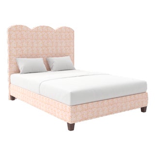 Starmount Bed in Christopher Farr Cloth Punch Paisley, Peach - Full For Sale