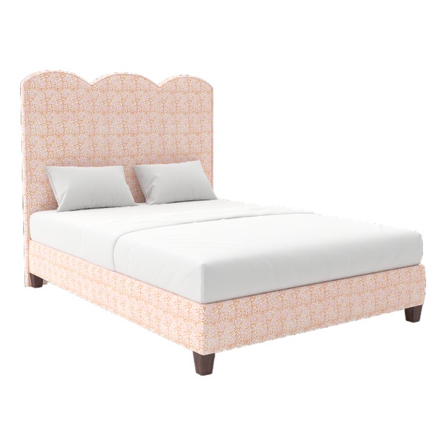 Starmount Bed in Christopher Farr Cloth Punch Paisley, Peach - Full For Sale