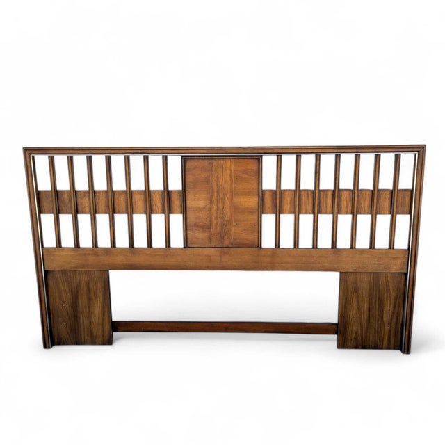 Mid-Century Modern Walnut Veneer King Headboard With Chrome Trim For Sale In Los Angeles - Image 6 of 18