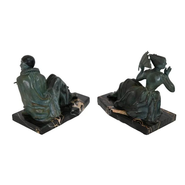 Metal Art Deco Bookends on Marble Bases, 1920s, Set of 2 For Sale - Image 7 of 8