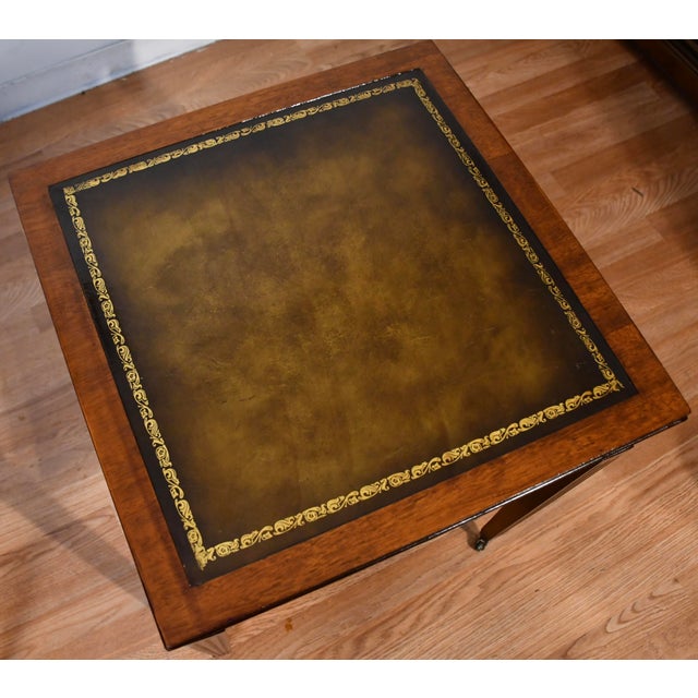 1930s Regency Style Mahogany & Leather Top Pair of Side Tables / End Tables For Sale - Image 4 of 16
