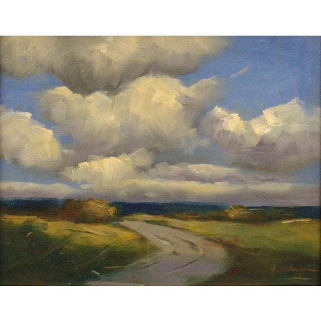 Colorado 83 by Ali Ghassan | Oil Painting of a landscape with clouds and a winding road For Sale