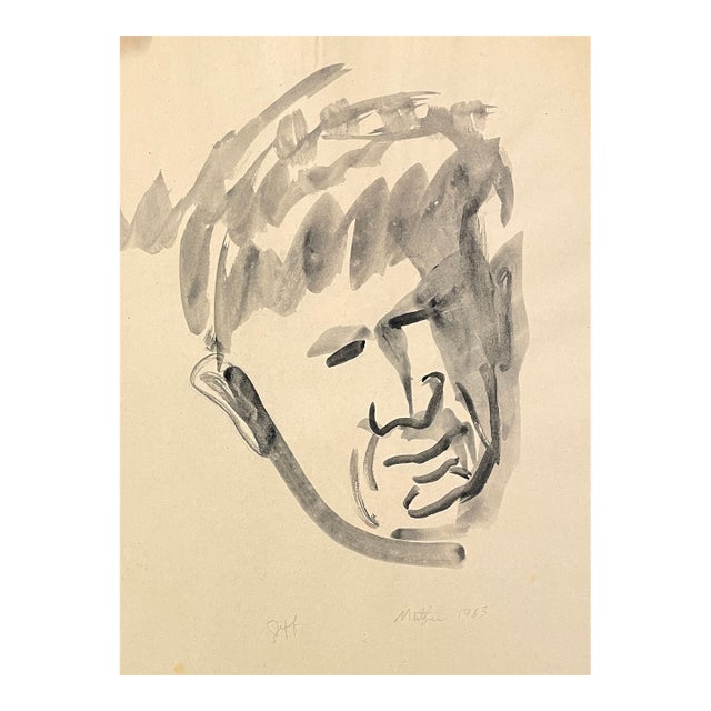 1963 Neil Meitzler Mid Century Watercolor Portrait For Sale