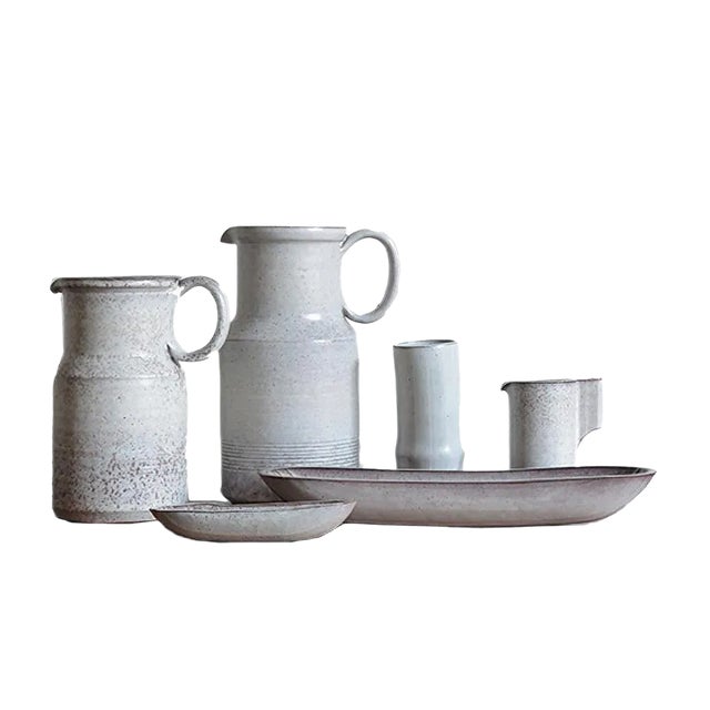 Ceramic Vase and Dish Set by Alessio Tasca, 1970s, Set of 6 For Sale