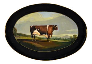 Vintage English Style Rural Landscape Oval Decorative Plate/Tray