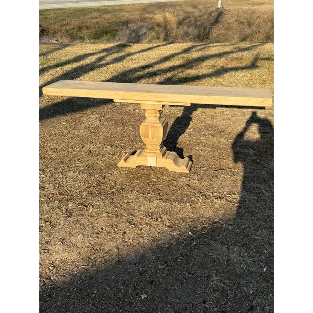Tan Large 19th Century French Country Bleached Solid Oak Console Table For Sale - Image 8 of 12
