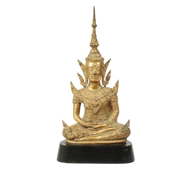 Gilded Bronze Buddha on Wooden Base, Thailand For Sale - Image 14 of 14