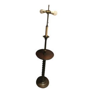 Vintage Barley Twist Floor Lamp Table For Sale