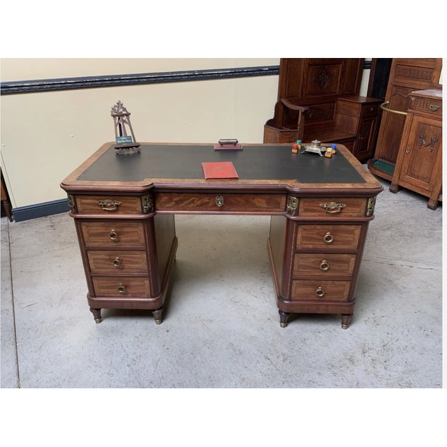 Antique Art Nouveau Desk with Bronze Decorations, 1900 For Sale - Image 3 of 13