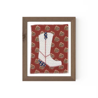 Ruby Claire the Cowboy Boot by Willa Heart in Walnut Frame, Mini Art Print For Sale