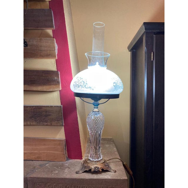 Art Nouveau Table Lamp in Bronze and Cut Glass, 1930 For Sale - Image 6 of 9